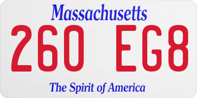 MA license plate 260EG8