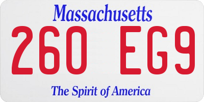 MA license plate 260EG9
