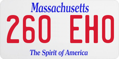 MA license plate 260EH0