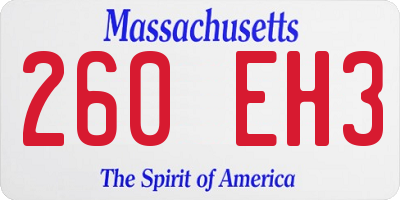 MA license plate 260EH3