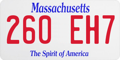 MA license plate 260EH7