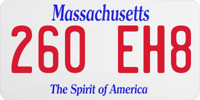 MA license plate 260EH8