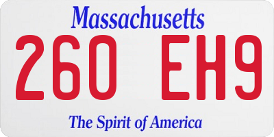 MA license plate 260EH9