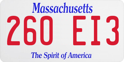 MA license plate 260EI3