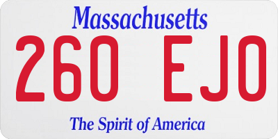 MA license plate 260EJ0