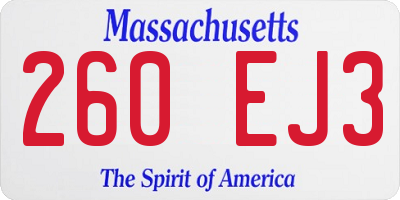 MA license plate 260EJ3