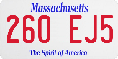 MA license plate 260EJ5