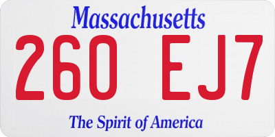 MA license plate 260EJ7