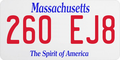 MA license plate 260EJ8