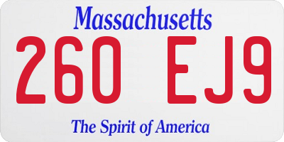 MA license plate 260EJ9