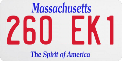 MA license plate 260EK1