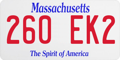 MA license plate 260EK2