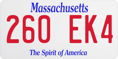 MA license plate 260EK4