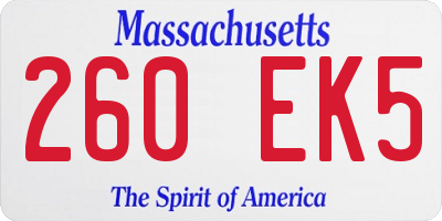 MA license plate 260EK5