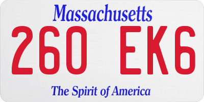 MA license plate 260EK6