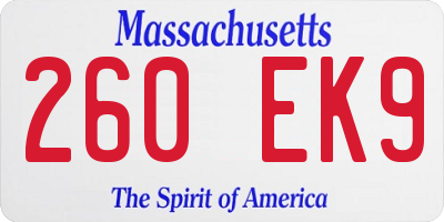 MA license plate 260EK9