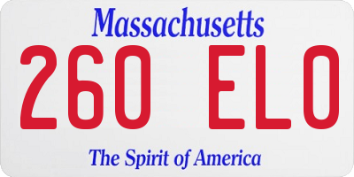 MA license plate 260EL0