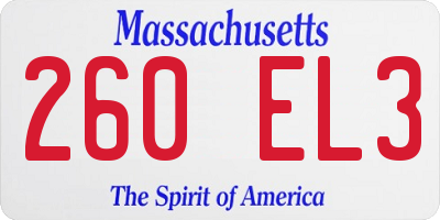 MA license plate 260EL3