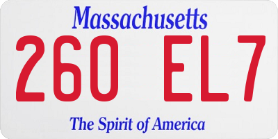 MA license plate 260EL7