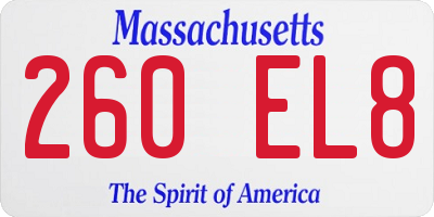 MA license plate 260EL8