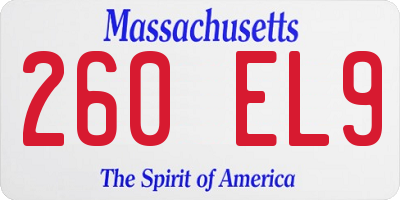 MA license plate 260EL9