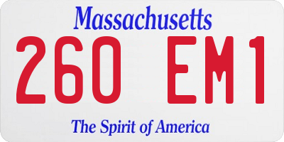 MA license plate 260EM1