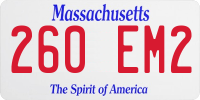MA license plate 260EM2
