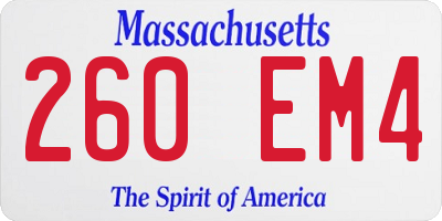 MA license plate 260EM4
