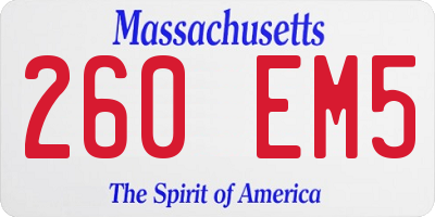 MA license plate 260EM5