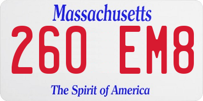 MA license plate 260EM8
