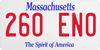MA license plate 260EN0