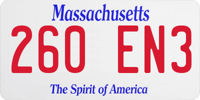 MA license plate 260EN3