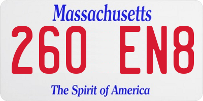 MA license plate 260EN8