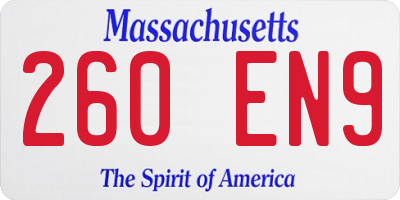 MA license plate 260EN9