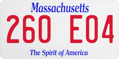 MA license plate 260EO4