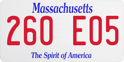 MA license plate 260EO5