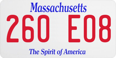 MA license plate 260EO8