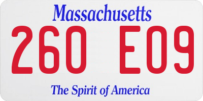 MA license plate 260EO9
