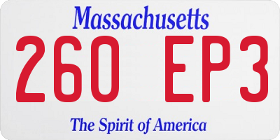 MA license plate 260EP3