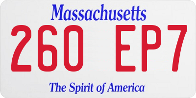MA license plate 260EP7