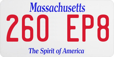 MA license plate 260EP8