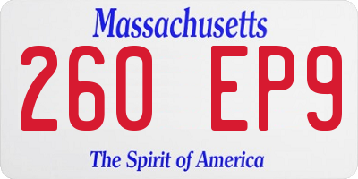 MA license plate 260EP9