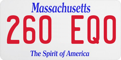 MA license plate 260EQ0
