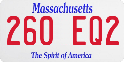 MA license plate 260EQ2