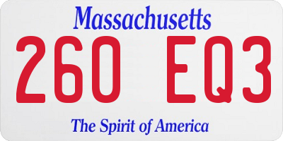 MA license plate 260EQ3