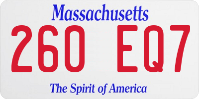MA license plate 260EQ7