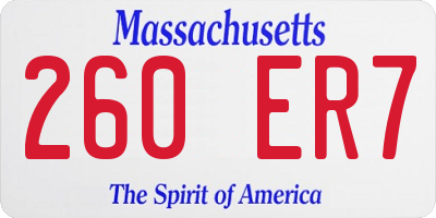 MA license plate 260ER7