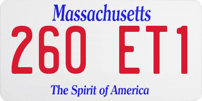 MA license plate 260ET1