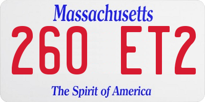 MA license plate 260ET2