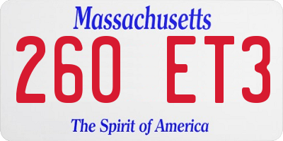 MA license plate 260ET3